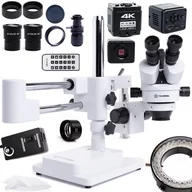 Mikroskopy i lupy - Mikroskop Optyczny Stereoskopowy Techrebal 10HW Regulowane oświetlenie 56x LED Soczewka 0,5 Kamera Black Pro 4K - miniaturka - grafika 1