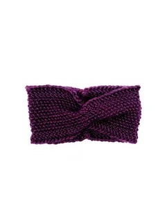 Ciemno fioletowa opaska merino twist na jesień - Ozdoby do włosów - miniaturka - grafika 1