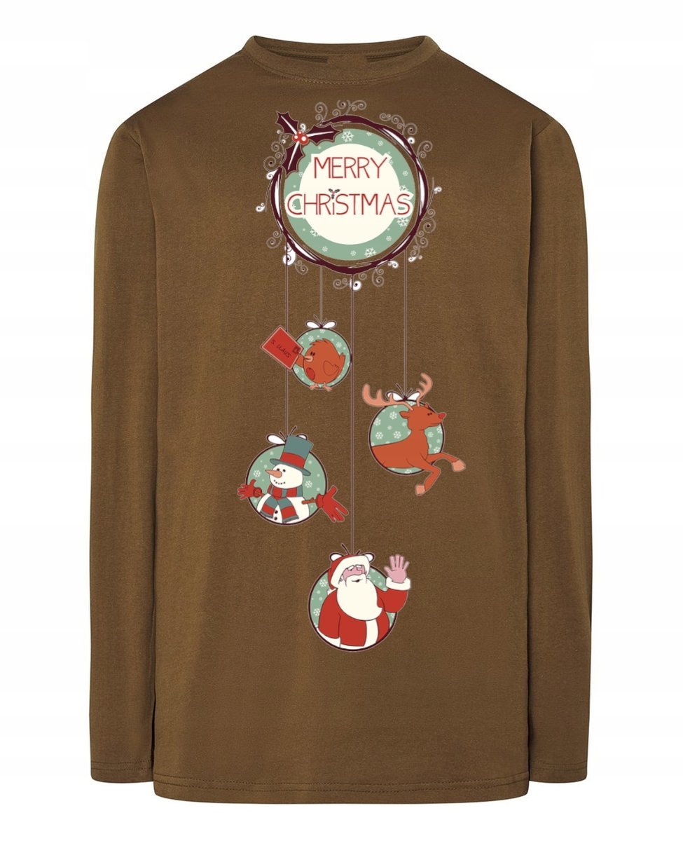 Longsleeve nadruk Wesołych Świąt Mikołaj Rozm.XS