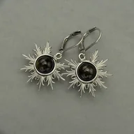 Kolczyki - Kolczyki słońce obsydian złocisty wire wrapping słoneczka - miniaturka - grafika 1