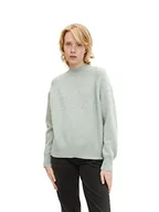 Swetry damskie - TOM TAILOR Denim Damski Sweter z dzianiny w kropki 1034565, 12792 - Soft Greyish Green, L - miniaturka - grafika 1