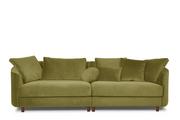 Sofy i kanapy - Duża sofa welurowa na drewnianych nóżkach oliwkowa JUNI - miniaturka - grafika 1