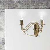 Lampy ścienne - Kinkiet ścienny Tori mosiądz-złoty 2xE14x10W wym: 26 x 24 cm metal IP20 Emibig - miniaturka - grafika 1