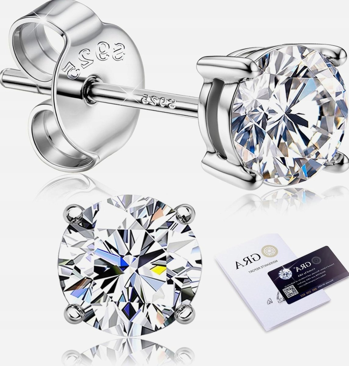 KOLCZYKI DAMSKIE MĘSKIE 4-7MM BIŻUTERIA SREBRNA POZŁACANA DIAMENTY OKRĄGŁE
