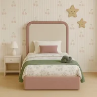 Łóżka dla dzieci i młodzieży - Łóżko tapicerowe Simple Dusty Pink 90x200 cm - miniaturka - grafika 1