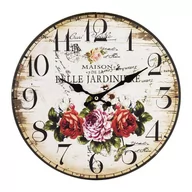 Zegary - Zegar ścienny motyw kwiatowy vintage średnica:34cm - miniaturka - grafika 1