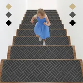 Dywany dla dzieci - Nakładki na schody antypoślizgowe z klejącym spodem, odpowiednie dla dzieci, osób starszych i małych dzieci, szare, w paski, 10 szt., 7 szt. - miniaturka - grafika 1