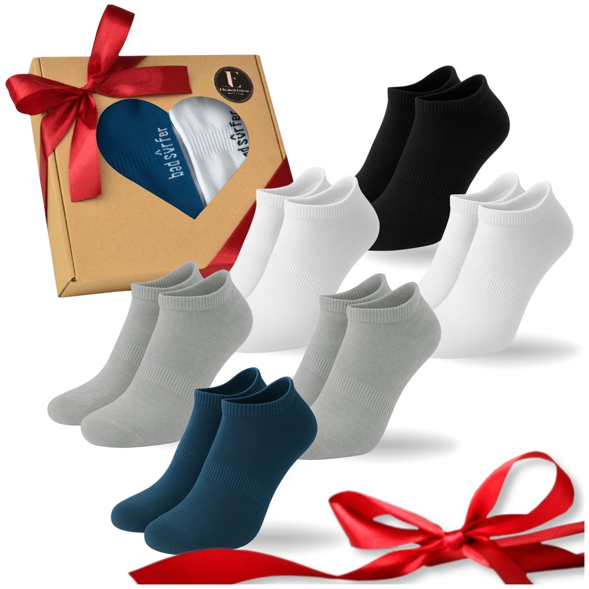 BAD SURFER Skarpety Męskie Stopki 6 Par Prezent Na Dzień Dziadka Rozmiar 39/42