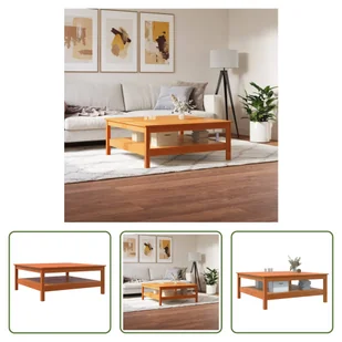 The Living Store stolik kawowy wosk brązowy 100x100x40 cm lite drewno sosnowe - Ławy i stoliki kawowe The Living Store stolik kawowy wosk brązowy 100x100x40 cm lite drewno sosnowe - Ławy i stoliki kawowe - miniaturka - grafika 1