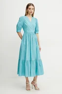 Sukienki - Twinset sukienka kolor turkusowy maxi rozkloszowana 251TT2021 - miniaturka - grafika 1