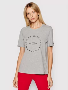 Koszulki i topy damskie - Tommy Hilfiger T-Shirt Circle C-Nk WW0WW29584 Szary Regular Fit - grafika 1
