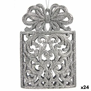 Pudełko na ozdoby świąteczne z błyszczącego plastiku w kolorze srebrnym 7,5 x 11,5 x 4 cm (24 szt.) - Ozdoby bożonarodzeniowe - miniaturka - grafika 1