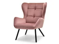 Fotele - Różowy Fotel Z Wygodnym Wysokim Oparciem Noel Na Czarnych Nogach Z Metalu - miniaturka - grafika 1