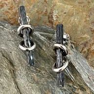 Kolczyki - Kolczyki artystyczne -srebrne, oksydowane na wkrętki - miniaturka - grafika 1