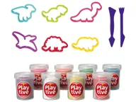 Masy plastyczne - Playtive Ciastolina z foremkami do wykrawania, 16 elementów (Dinozaury) - miniaturka - grafika 1