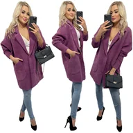 Płaszcze damskie - Płaszcz ALPAKI kurtka WEŁNA WRZOSOWY oversize - miniaturka - grafika 1