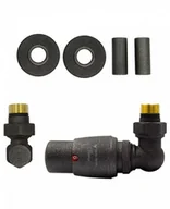 Zawory i kraniki - Zawór termostatyczny trójosiowy Master ciemny grafit strukturalny prawy All in One bez złączek - miniaturka - grafika 1