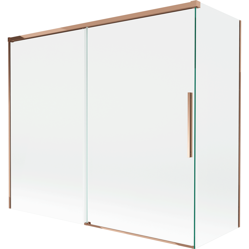 Mexen Rox parawan nawannowy 2-skrzydłowy rozsuwany 180 + 90 x 150 cm, transparent, różowe złoto - 8C9-180-090-60-00