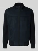 Swetry męskie - Kurtka z dzianiny z welurowym przodem i stójką - miniaturka - grafika 1