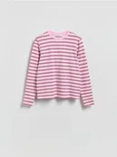 Koszulki i topy damskie - Reserved - Longsleeve z merceryzowanej bawełny - pastelowy róż - miniaturka - grafika 1