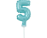Balony i akcesoria - GO Balon foliowy cyfra 5 błękitna - 13 cm BC-5BL5 - miniaturka - grafika 1