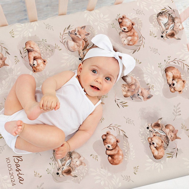 KOCYK dziecięcy dla niemowlaka Śpiące Zwierzątka