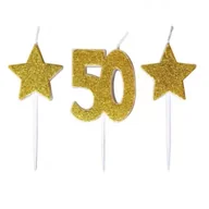 Urodziny dla dorosłych - Świeczki urodzinowe 50 z gwiazdkami - miniaturka - grafika 1