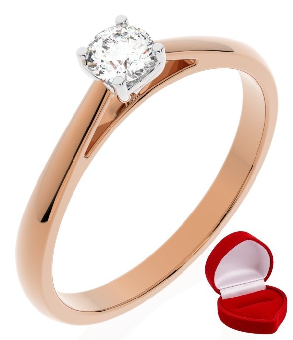 ZŁOTY PIERŚCIONEK ZARĘCZYNOWY 585 14k BRYLANT LAB 0,24 ct RÓŻOWE ZŁOTO R6