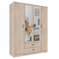 Szafy - Szafa z lustrem czterodrzwiowa z 2 szufladami KAMI dąb sonoma - miniaturka - grafika 1