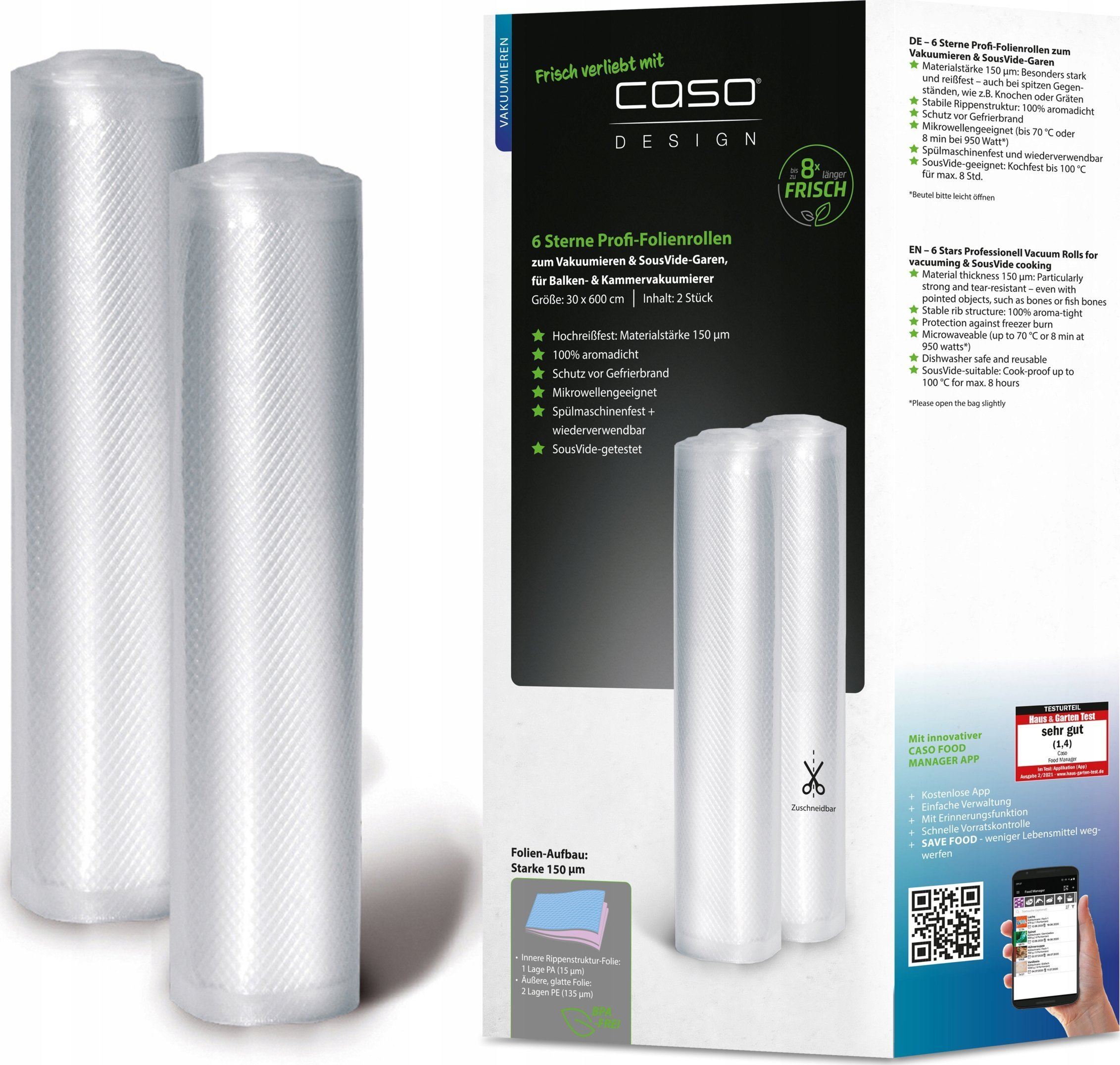 Caso Caso Vacuum Rolls 01248 2 pcs Dimensions W x L 30 x 600 cm Transparent