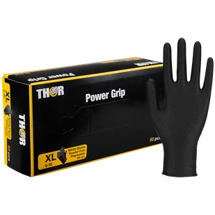 Thor Power Grip, rękawice nitrylowe, niejałowe, bezpudrowe, czarne, rozmiar XL, 50 sztuk - Rękawiczki jednorazowe - miniaturka - grafika 1