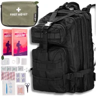 Plecaki - Zestaw Dobry Plecak Taktyczny Wojskowy 35l czarny Apteczka Miltec 21EL - miniaturka - grafika 1