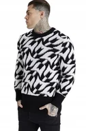 Swetry męskie - Messi Czarno Biały Sweter Męski Z Ozdobnym Wzorem 146-152 Kya - miniaturka - grafika 1