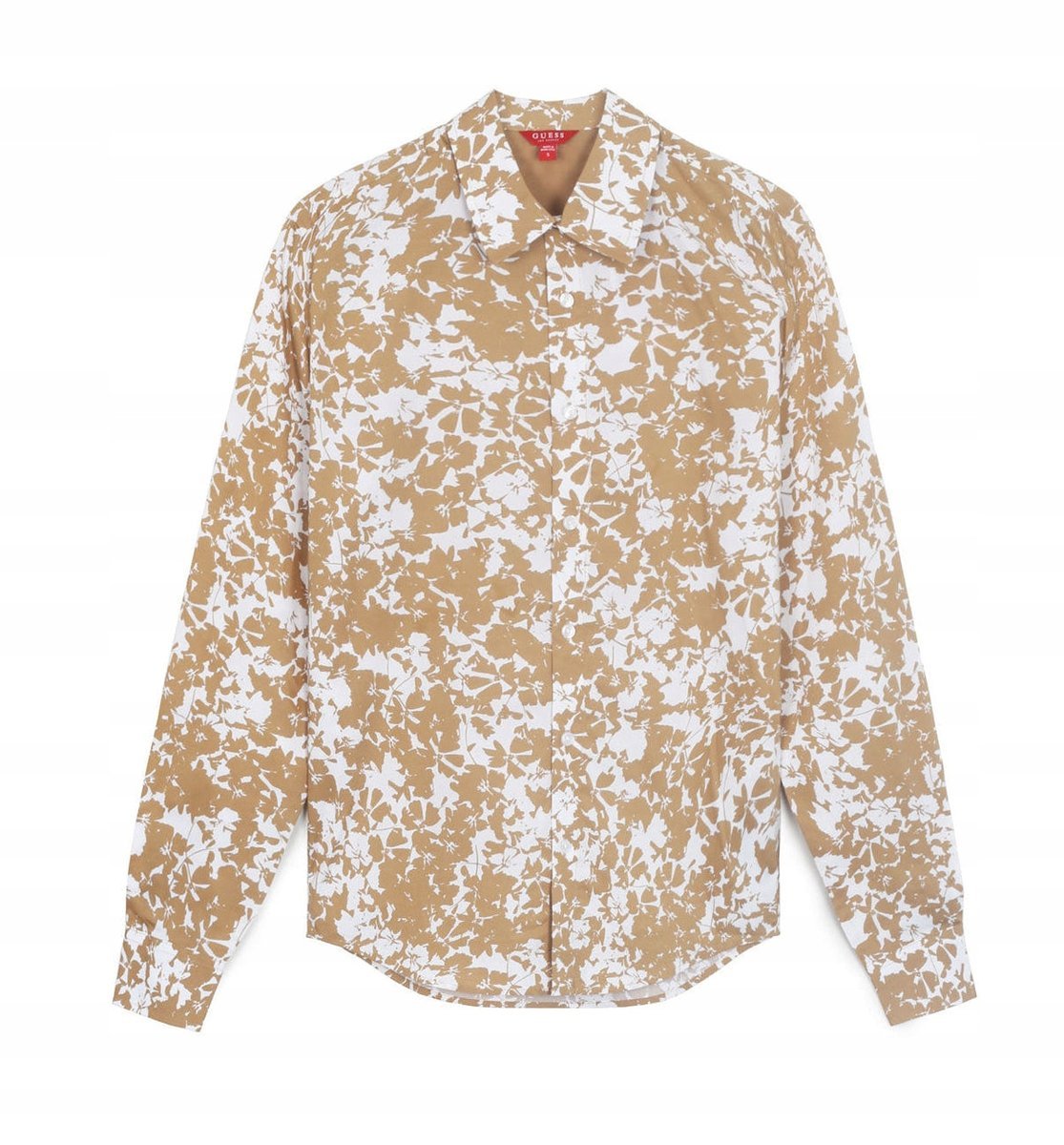 GUESS KOSZULA MĘSKA CASUAL BEŻOWO BIAŁY WZÓR FLORAL XS G_A