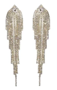 Kolczyki złote długie nitki z cyrkonii  - wizytowe - Kolczyki - miniaturka - grafika 1