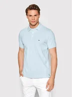 Koszulki męskie - Tommy Hilfiger Polo MW0MW17771 Błękitny Slim Fit - miniaturka - grafika 1