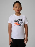 Koszulki dla chłopców - 4F T-shirt regular z nadrukiem chłopięcy - biały 164 (13-14 lat) - miniaturka - grafika 1