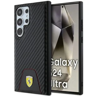 Etui Ferrari Carbon Stitched Bottom na Samsung Galaxy S24 Ultra - czarne - Etui i futerały do telefonów - miniaturka - grafika 1