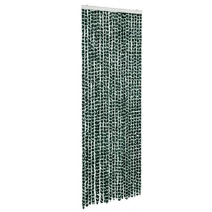 vidaXL Zasłona muchowa szenilowa zielono-biała 90x200 cm - Zasłony - miniaturka - grafika 1