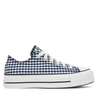 Trampki damskie - Trampki Converse Chuck Taylor All Star Lift Platform Gingham A13664C Granatowy - miniaturka - grafika 1