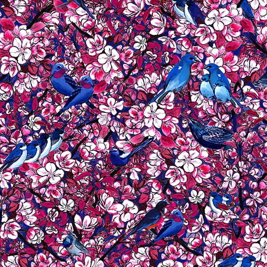 POSZETKA męska różowa, print NIEBIESKIE PTAKI (100%wiskoza)