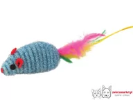 Zabawki dla kotów - K096 myszka z piórkiem 6,5cm - miniaturka - grafika 1