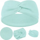 Ozdoby do włosów - OPASKA BAWEŁNIANA PRZEPLATANA PODWÓJNA NA WIOSNĘ LATO JESIEŃ 40-46 PISTACJA - miniaturka - grafika 1