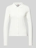 Bluzki damskie - Bluzka o kroju slim fit z długim rękawem i listwą guzikową - miniaturka - grafika 1