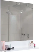 Lustra - Lustro ścienne z półką HWC-B19, lustro łazienkowe, wysoki połysk 75x60cm ~ biały - miniaturka - grafika 1