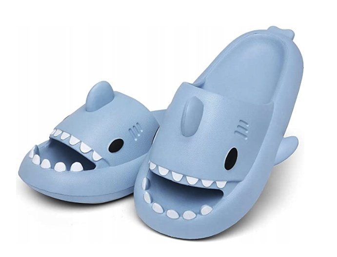 GRUBE KLAPKI NA BASEN REKINY ANTYPOŚLIZGOWE KAPCIE SHARK NIEBIESKIE 31-32