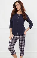 Piżamy damskie - Piżama damska z rękawem i spodniami 3/4 granatowa Dona, Kolor granatowy-wzór, Rozmiar M, Italian Fashion - Primodo.com - miniaturka - grafika 1