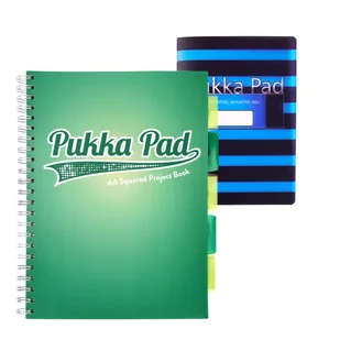 Zestaw kołozeszyt w kratkę A4 100k z przekładkami zielony Pukka Pads + Zeszyt Flex Pad B5 niebieski - Zeszyty szkolne - miniaturka - grafika 1