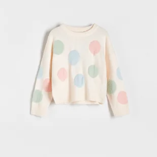 Reserved - Wzorzysty sweter - Kremowy - Swetry dla dziewczynek - miniaturka - grafika 1