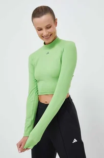 adidas Performance longsleeve treningowy HIIT kolor zielony z półgolfem - Bluzki damskie - miniaturka - grafika 1